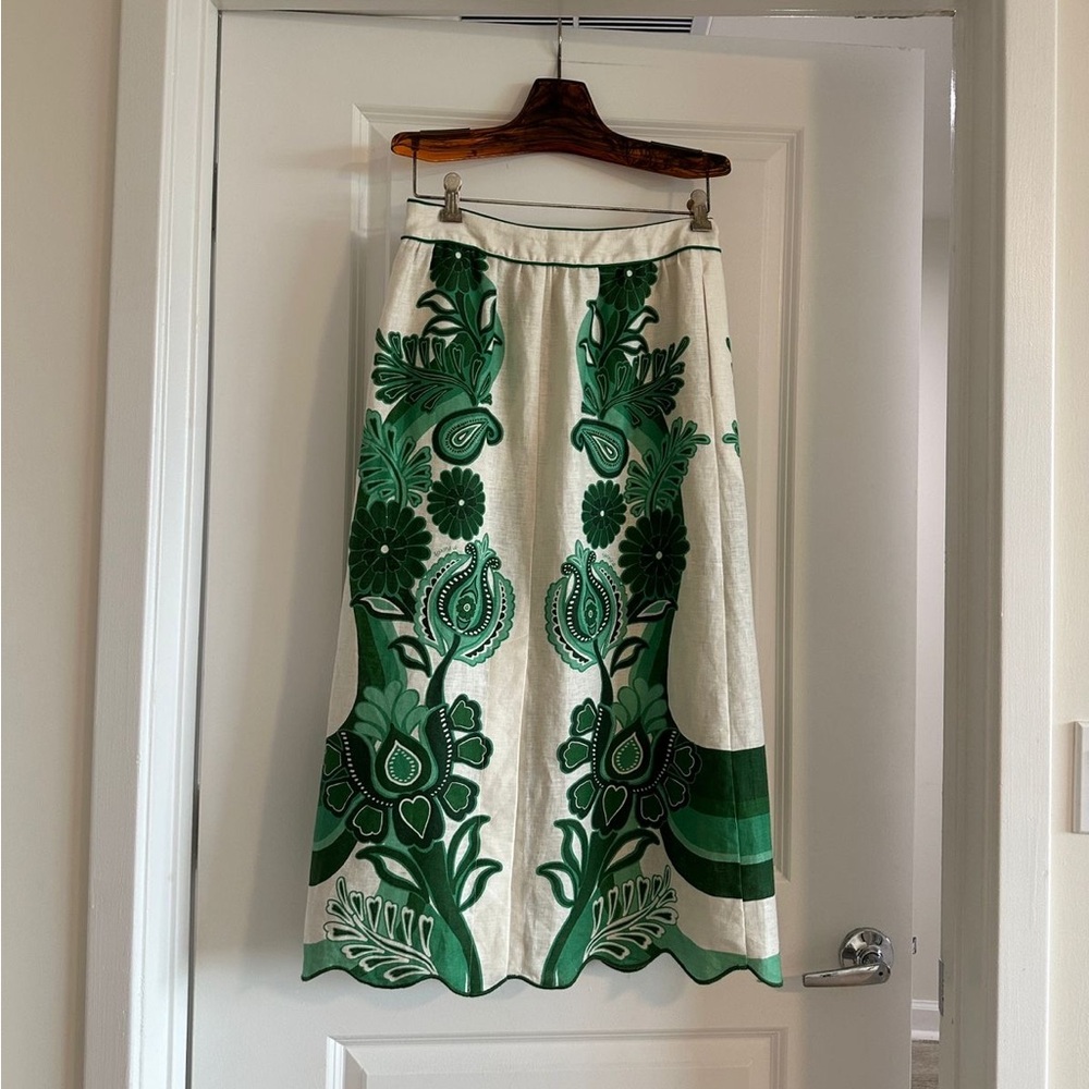 Farm Rio Green Color Festival Midi Skirt - Picture 7 of 11